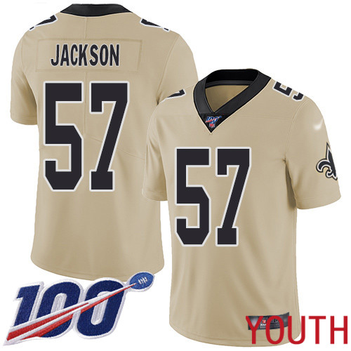 New Orleans Saints Limited Gold Youth Rickey Jackson Jersey NFL Football #57 100th Season Inverted Legend Jersey